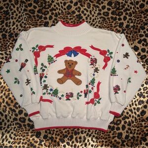 Preloved Vintage Christmas Bear Turtleneck Sweatshirt